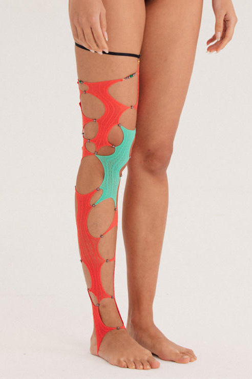 RUI Colorblock Multi-piece Single Leg Cover RSS22SF05 Blaze Orange/Seafoam Green Combo